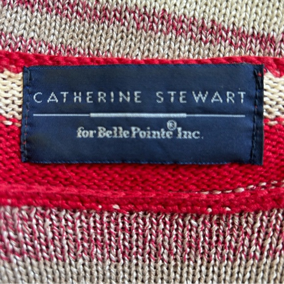 Catherine Stewart for Belle Point 3/4 Sleeve Striped Linen Blend Sweater Sz L - Picture 3 of 6